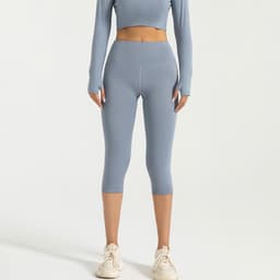 image-Peach High Waist 7-Point Yoga Pants - Quick Dry