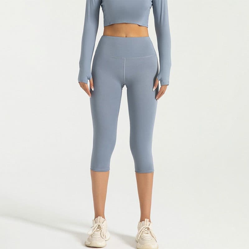 image-Peach High Waist 7-Point Yoga Pants - Quick Dry