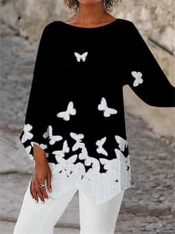 image-Cross-border Geometric Print Long Sleeve Shirt