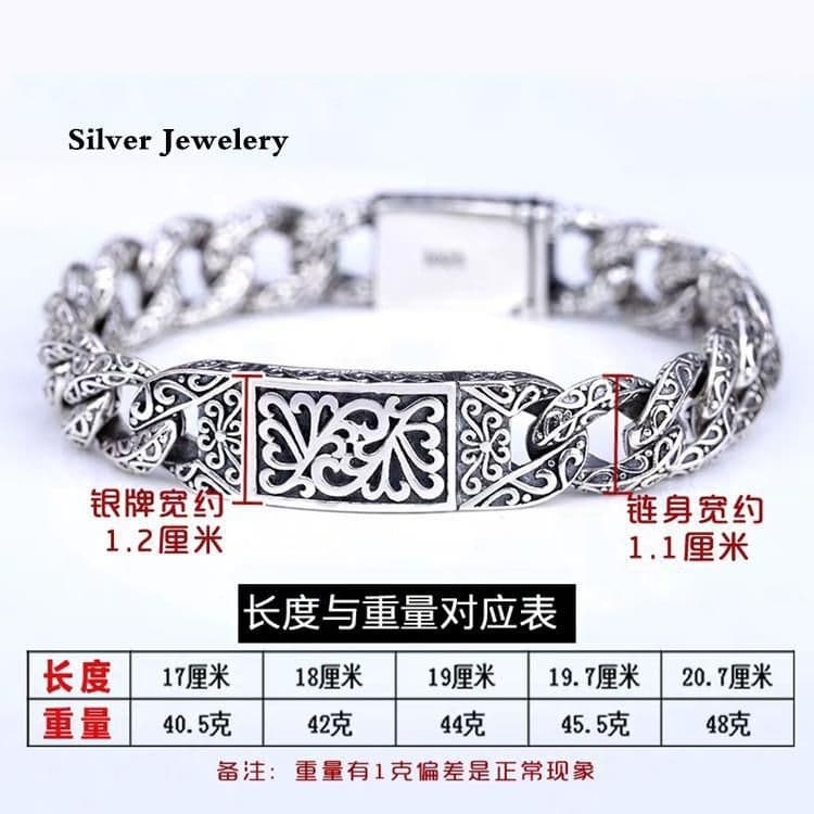image-Retro Thai silver bracelet 925 silver auspicious rattan bolt bracelet hollow carved men's fashion domineering jewelry personality