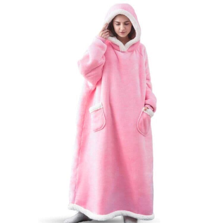 image-Winter blanket extra long vertical pocket fleece lazy blanket flannel lambswool TV TV blanket bathrobe