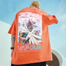image-Orange T-Shirt Men 3XL Round Neck Short Sleeve