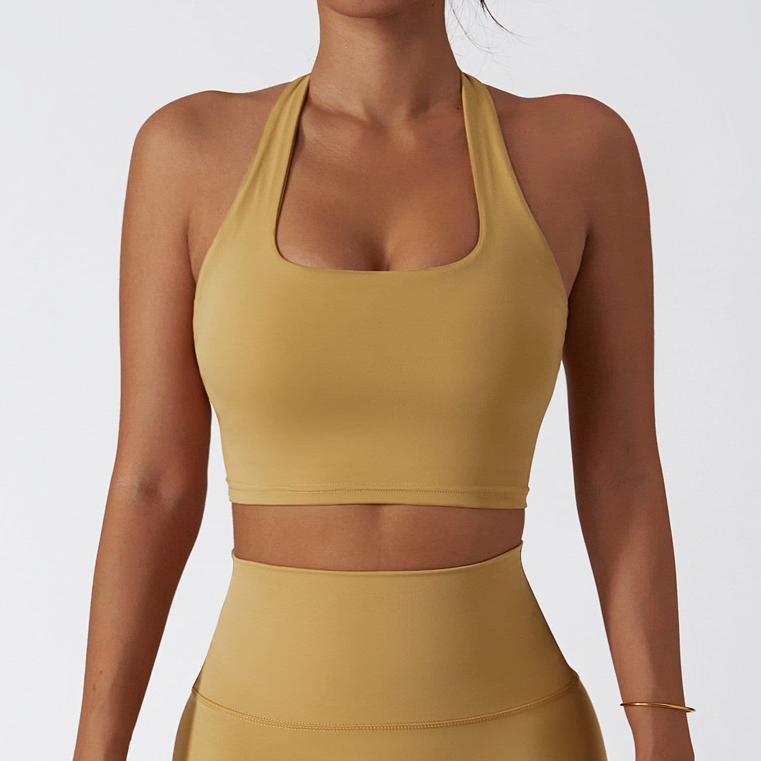 image-Back Halter Sports Bra - Quick-Dry Yoga Black