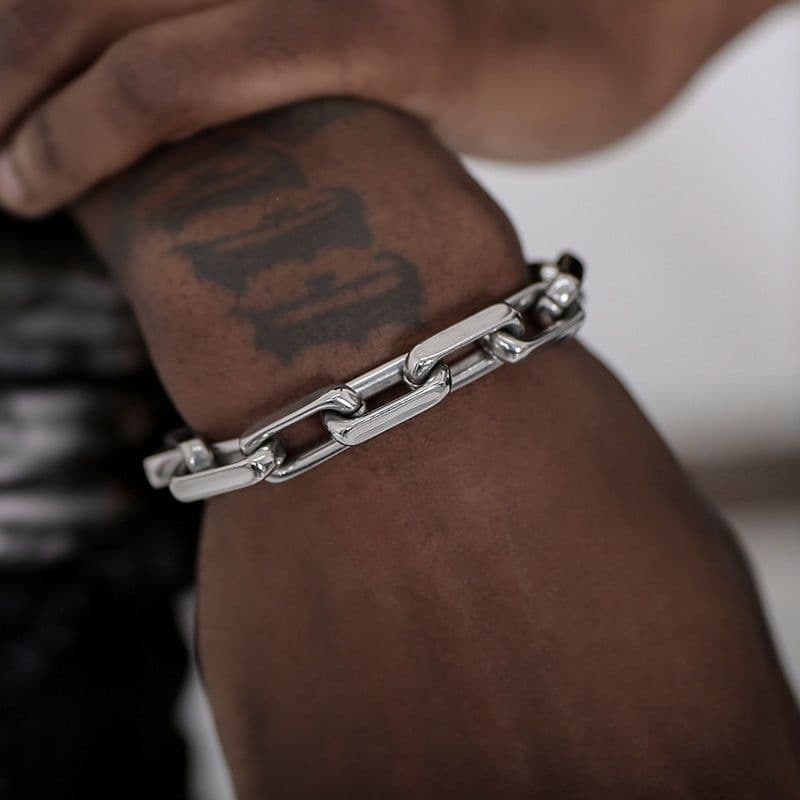image-Titanium Steel Bracelet - Silver 21cm Unisex Couple Style