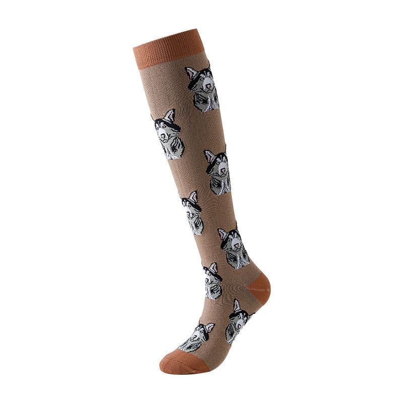 image-Cross-border Nurse Leggings Cute Long Tube Women's Socks Sports Cartoon Plaid Leopard Print Sports Pressure Socks Spot Wholesale
