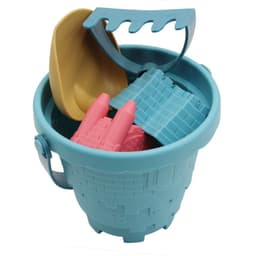 image-Beach Toy Bucket 6-Piece Set Blue Sand Castles - Water Fun Digging