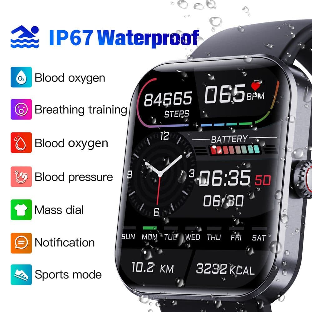 image-F57L Smart Watch - Pink Blood Oxygen Heart Rate Monitor