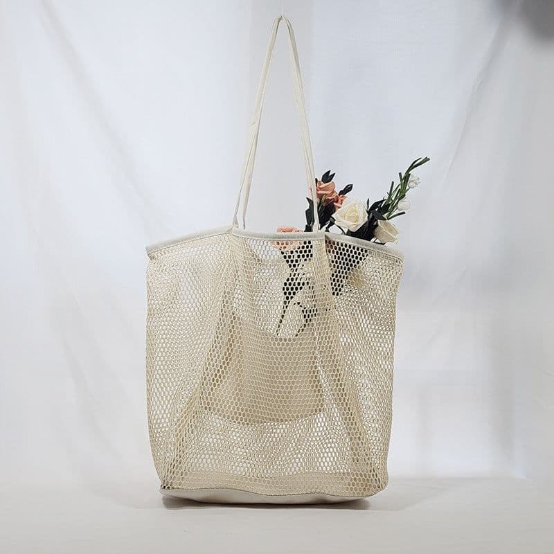 image-European Large Capacity Beach Tote Bag - Mesh