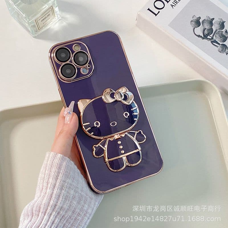 image-iPhone 14/13 Pro Max Cat Makeup Mirror Phone Case - Protective Cover with Lens Film