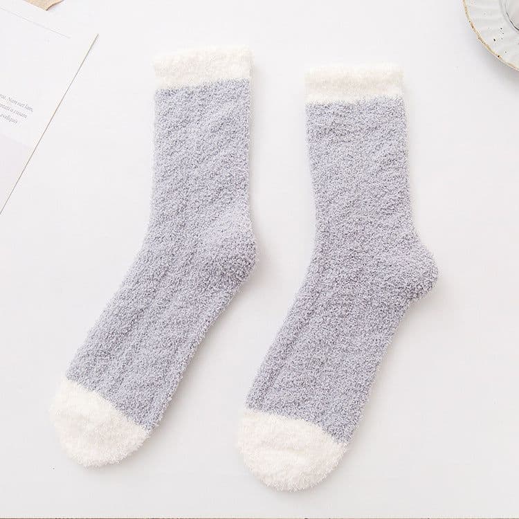 image-Coral Velvet Winter Warm Thickened Cat Socks for Women - Blue Medium Tube