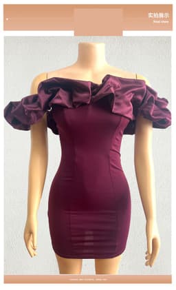 image-Eden Pink One-Shoulder Tube Dress - Pleated Ruffles L