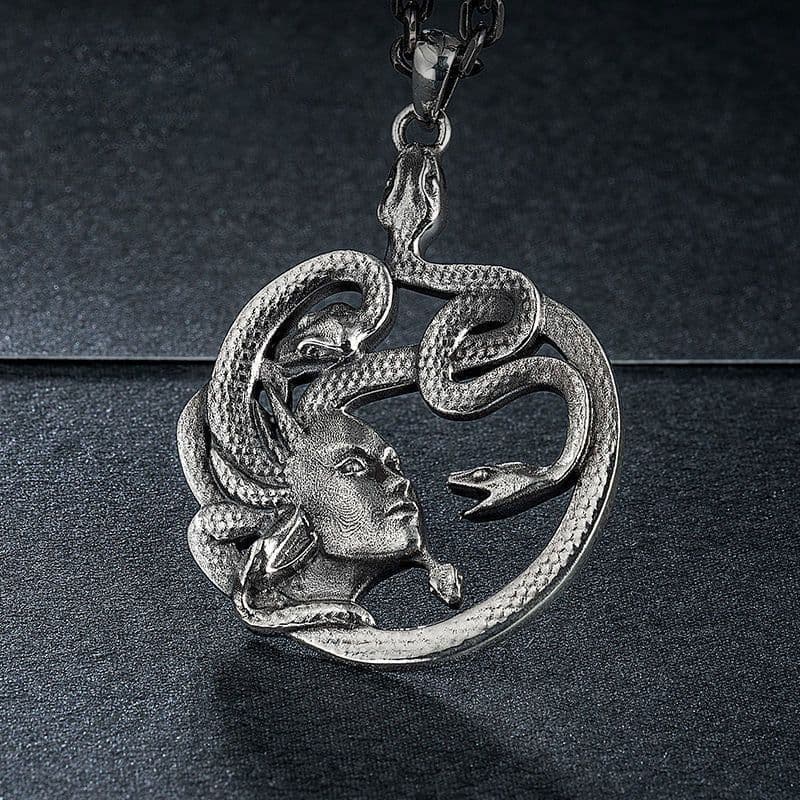 image-Medusa Snake Pendant Necklace - Copper Unisex Hip Hop