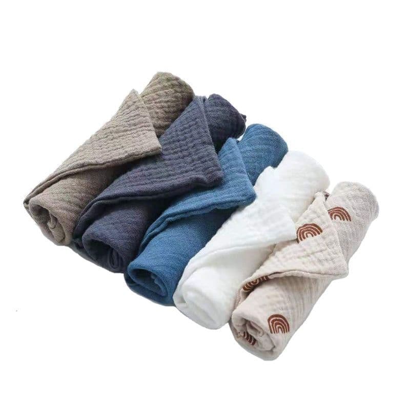 image-Baby Muslin Cotton Handkerchiefs 5pcs - Face Wipes Bibs
