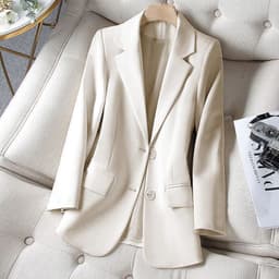 image-Women's Slim Suit Jacket - Apricot Mesh