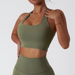 image-Back Halter Sports Bra - Quick-Dry Yoga Black