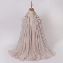 image-Weicai Chiffon Hijab Scarf - Gray Coffee 175x70cm