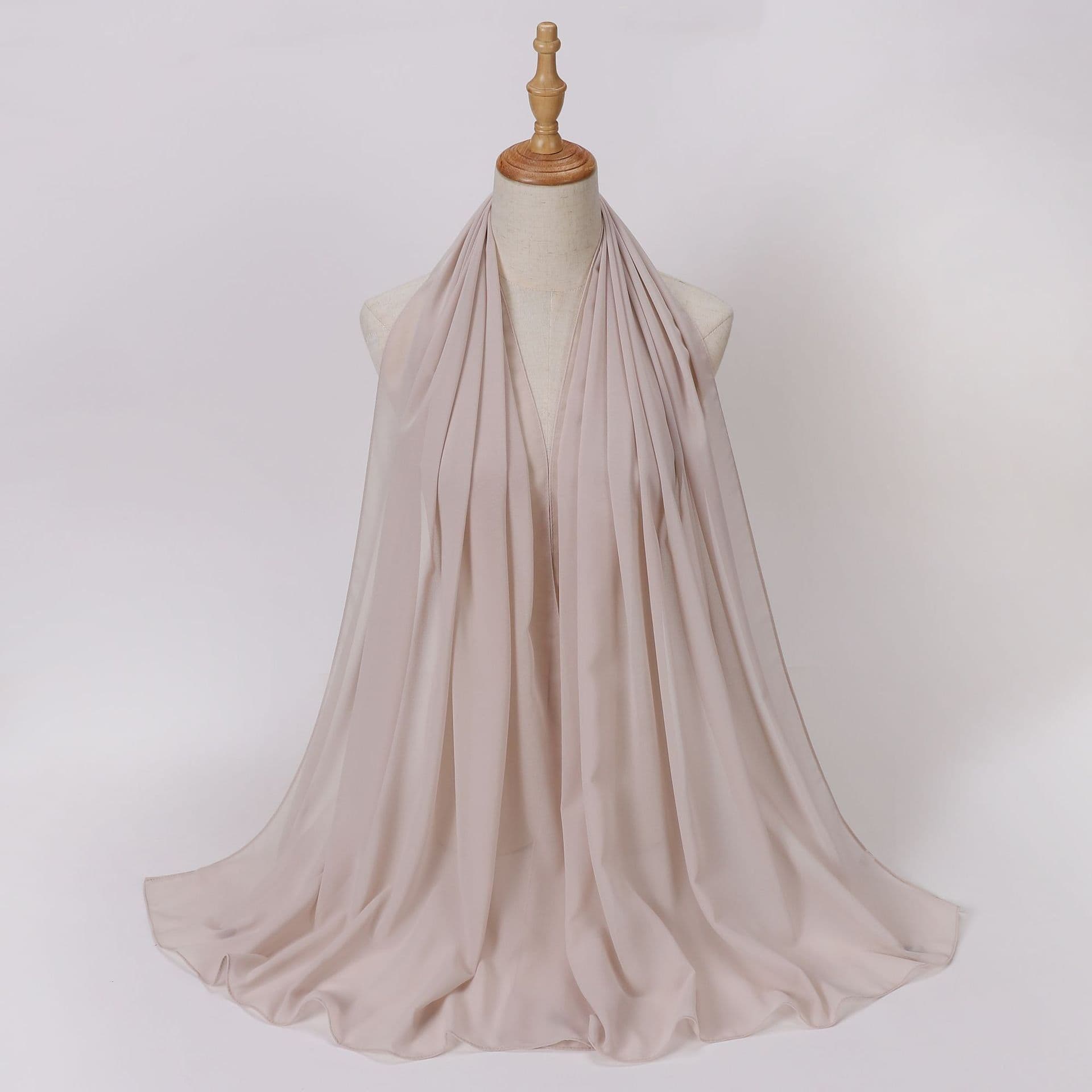 image-Weicai Chiffon Hijab Scarf - Gray Coffee 175x70cm