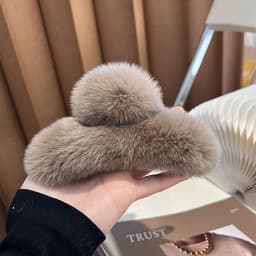 image-Rex Rabbit Fur Hair Clip - Moss Green XL 15cm Plush