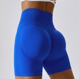 image-Light Gray Yoga Shorts - High Waist Women's Fitness