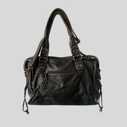 image-Retro Motorcycle PU Leather Tote Bag, Large Vintage Washed, Bronze