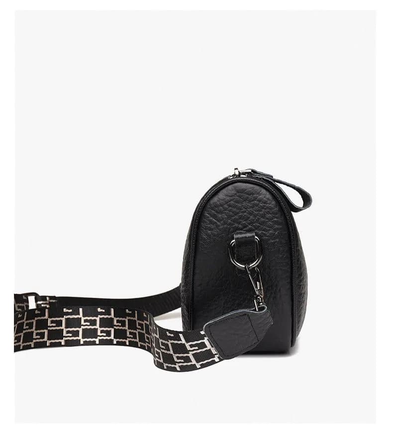image-Cowhide Leather Saddle Bag - Khaki Small Square