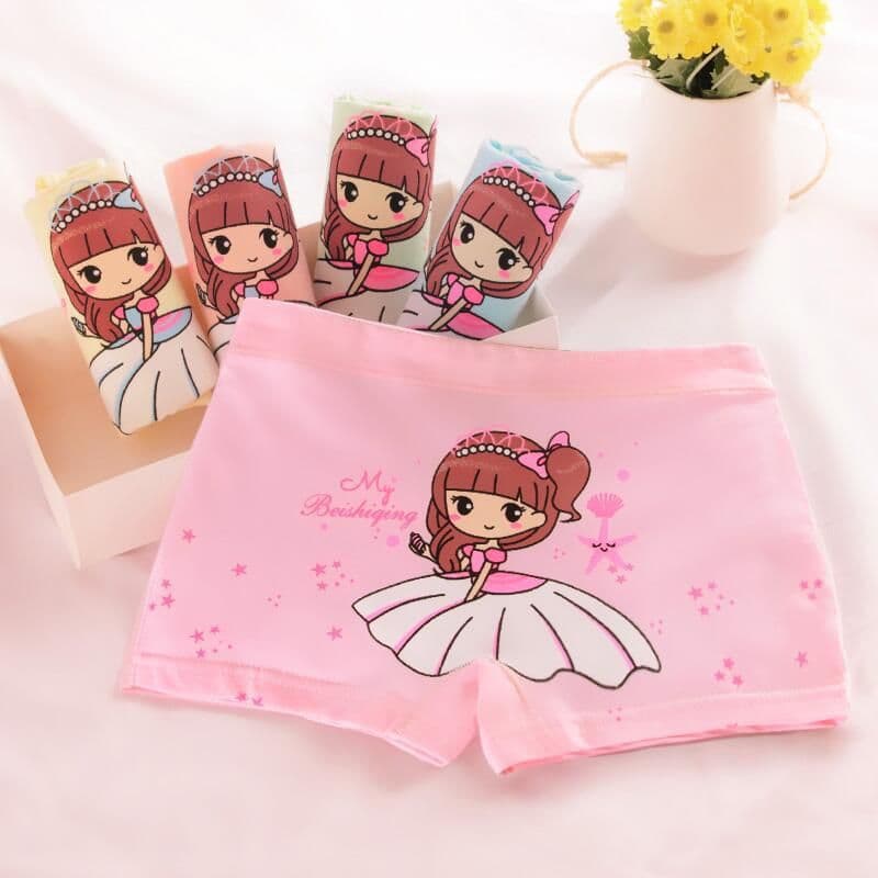 image-Girls Cotton Boxer Shorts For 3 To 8 Years Old Comfort Fit
