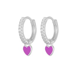 image-S925 Heart-Shaped Earrings - Platinum-White Oil Drop