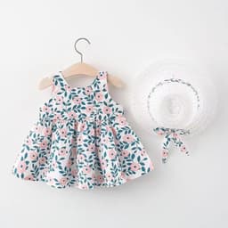 image-Korean Summer Sling Dress - Baby Print Bowknot Princess One-Piece 2022