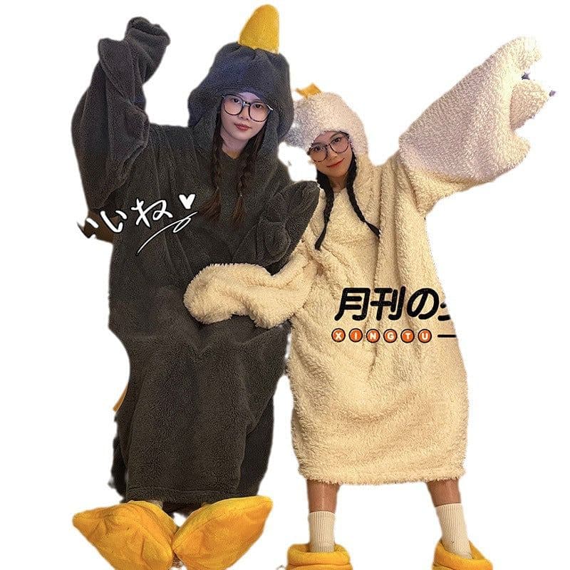image-Coral Velvet Pajamas Women Winter Thickened Flannel Gray