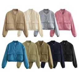 image-Women's Peacock Blue Jacket - Stand Collar Short Coat
