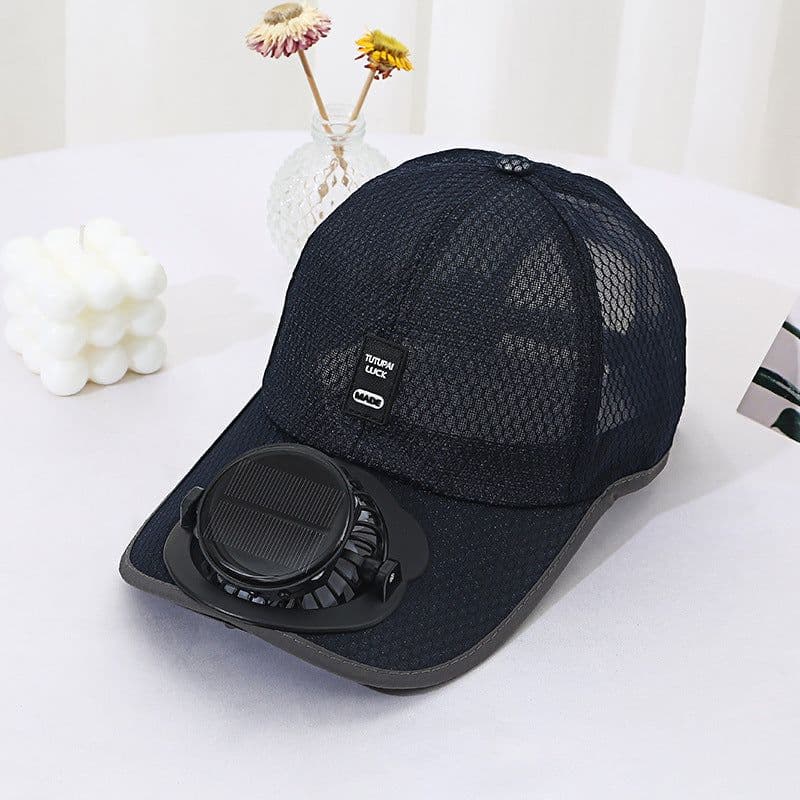 image-Summer Breathable Mesh Hat Solar Fan Sun Protection