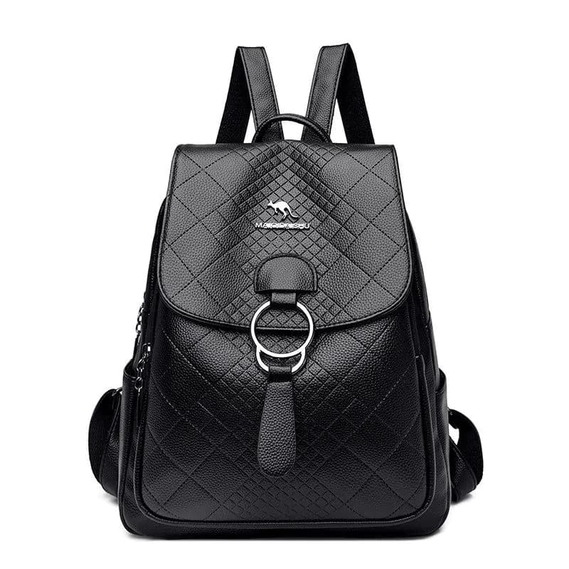 image-Backpack Women's Navy Blue PU Leather 20-35L