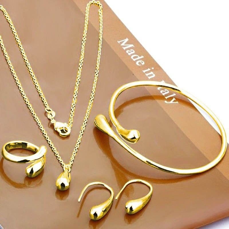 image-Jewelry Set 4-Piece Gold Alloy Drop - Women's