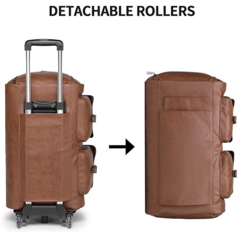 image-Trolley Convertible Folding Travel Bag - Brown 55L