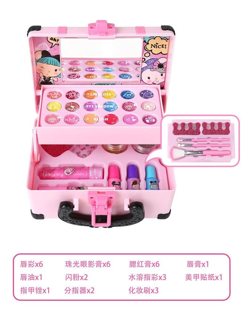image-Cross-border children's cosmetics toys 68927 princess nail polish handbag Amazon girls makeup box gift