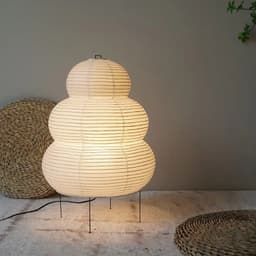 image-Japanese Noguchi Akari Rice Paper Floor Lamp Wabi-Sabi Style 1A Metal Orange