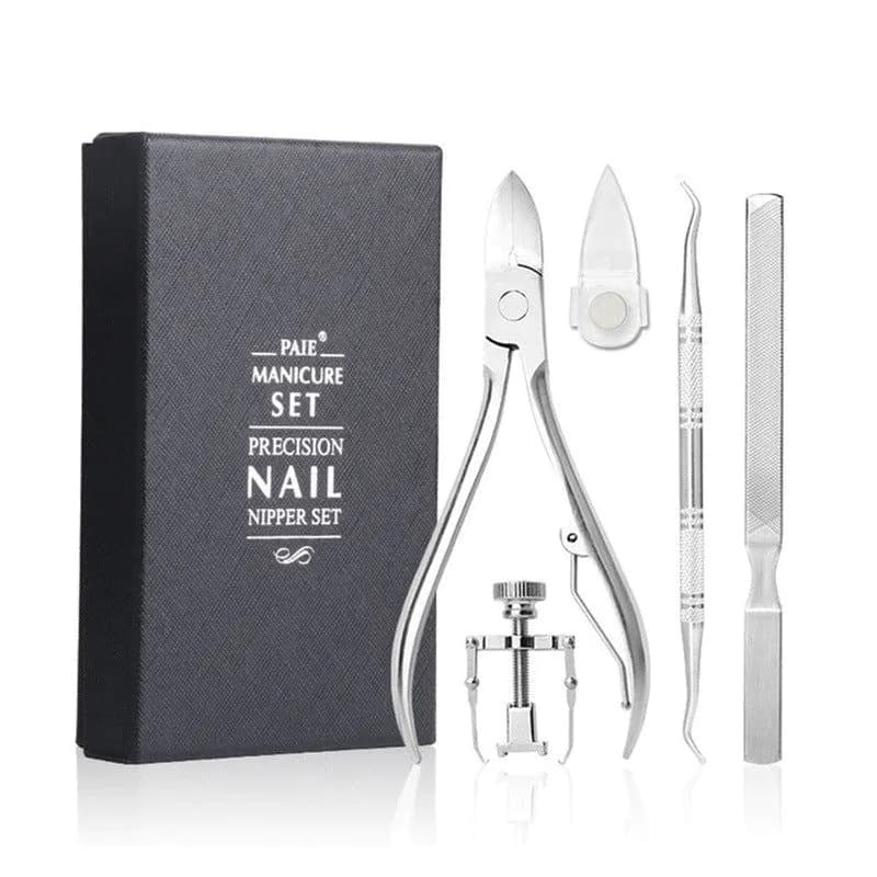 image-Baiyi Nail Clipper Set - Stainless Steel 5-Piece Gray