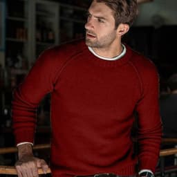image-Men's Acrylic Knit Sweater - Yellow Crew Neck
