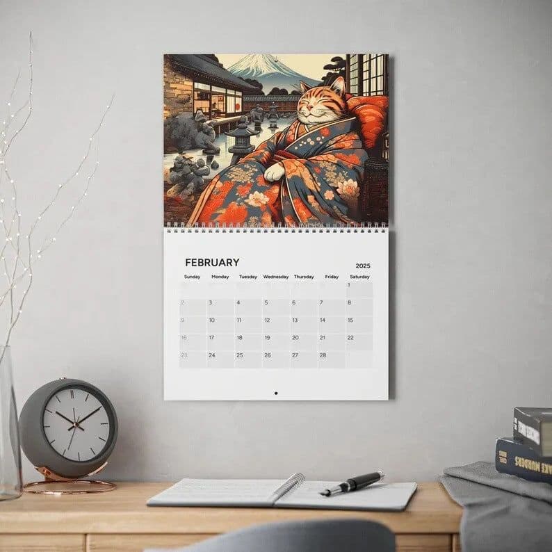 image-2025 Cross-border New Arrival Sleepy Cats Of Edo 2025 Wall Calendar Cat Lovers