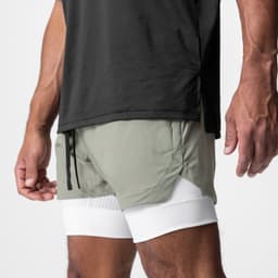image-European Men's Quick-Dry Muscle Sports Shorts 4XL Beige White