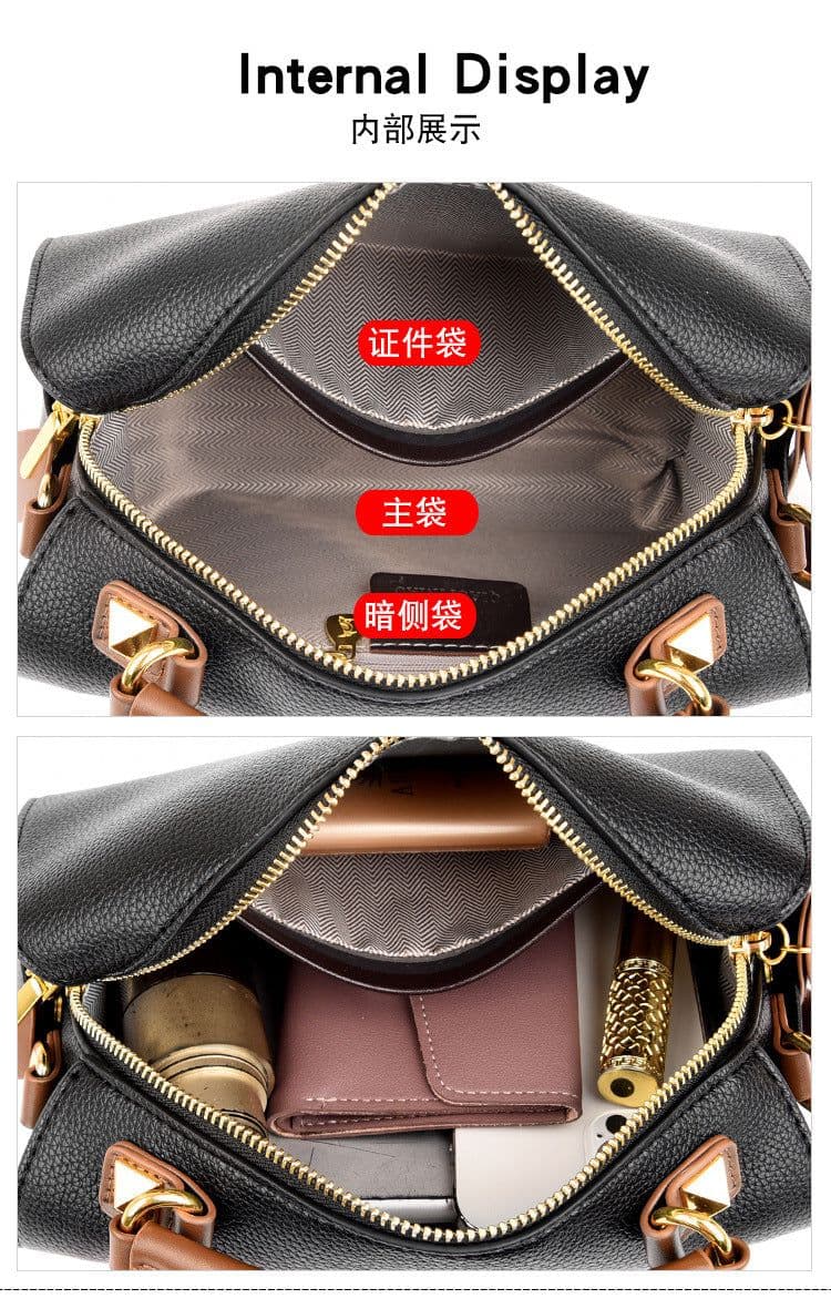 image-Boston Shoulder Bag - Black PU Casual