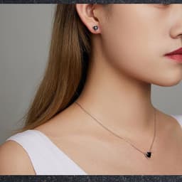 image-Silver 925 Zircon Earrings & Necklace Set - Clavicle Chain, Women's Jewelry