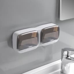 image-Yukichi Soap Box - White Grey ABS Wall-Mounted