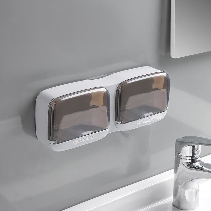 image-Yukichi Soap Box - White Grey ABS Wall-Mounted