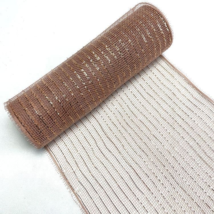 image-Christmas Wire Mesh Packaging - Red & White Strips 26cm x 10yds