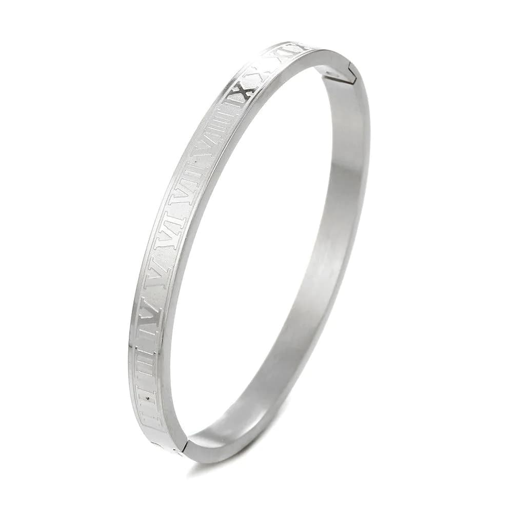 image-Stainless Steel Roman Letter Bracelet - Men's 4mm