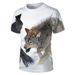 image-Wolf 3D Print T-Shirt - Black Short Sleeve