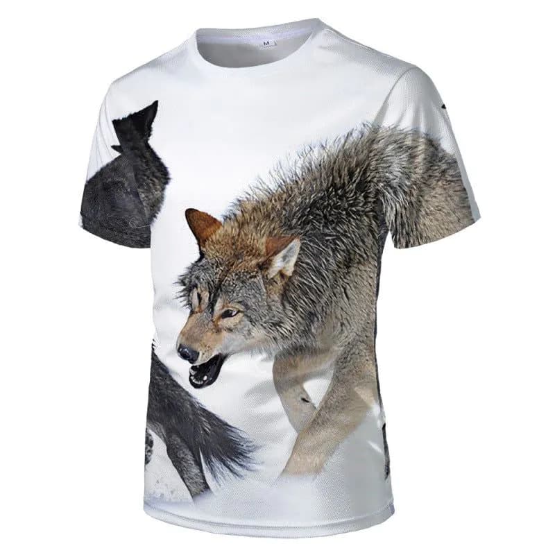 image-Wolf 3D Print T-Shirt - Black Short Sleeve