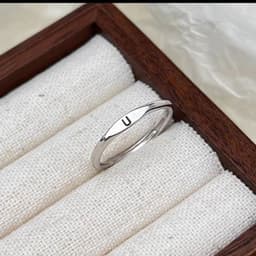image-S925 Sterling Silver Letter Ring - Adjustable