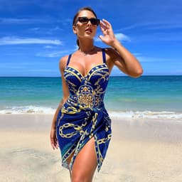image-2023 European and American new one-piece swimsuit female sexy beautiful back printed bikini cover-up two-piece foreign trade bikini